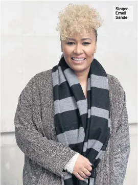  ??  ?? Singer Emeli Sande