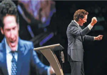  ?? Photos by Elizabeth Conley / Houston Chronicle ?? Houston preacher Joel Osteen is seen in Los Angeles during “A Night of Hope” visit. The Southern California trip included two appearance­s at the Forum and a book-signing stop.