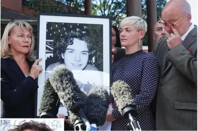  ??  ?? Tears: Parents Paul and Moira Carey with daughter Emma