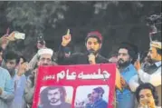  ?? AFP ?? PTM leader Manzoor Pastheen speaks at the rally.