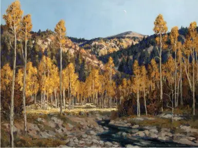  ??  ?? Fremont Ellis (1897-1985), Fall Aspens in Hyde Park National Park, 1925, oil on canvas, 30 x 40” Estimate: $25/35,000