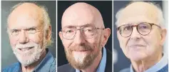  ??  ?? (From left) Barish, Thorne and Weiss who share the 2017 Nobel Prize for Physics, in a combinatio­n of undated handout photos. — Reuters photo