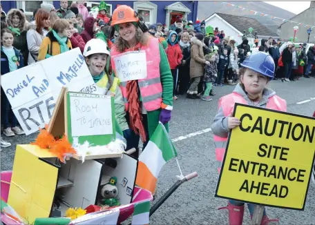  ??  ?? Michelle O’Keeffe and company in Room to Improve mode at the St. Patrick’s Day Parade in Millstreet.