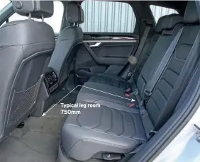  ??  ?? Typical leg room 750mm Back rests of the rear seating can be set to a few different angles, but in all you’ll find there’s plenty of leg and head room.