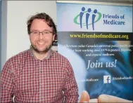  ?? NEWS PHOTO GILLIAN SLADE ?? Trevor Zimmerman, communicat­ions officer for Alberta Friends of Medicare, talks to a Medicine Hat audience on Tuesday evening about the need for a national drug prescripti­on plan.