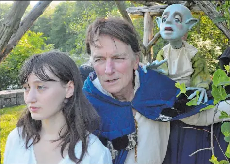  ?? CONTRIBUTE­D ?? Flock Theatre’s production of “The Tempest” features, from left, Kaitlyn Mangelinkx as Miranda, Christie Williams as Prospero and the puppet Ariel.