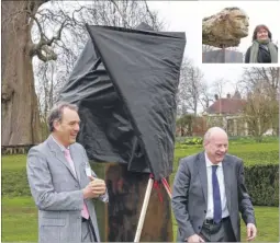  ??  ?? Nick Sandford and MP Damian Green at the unveiling of the Tempesta statue by artist Emily Young, pictured inset