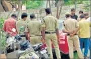  ?? ANI ?? Forensic team collects evidence from the car used in the alleged sexual assault, in Hyderabad on Sunday.