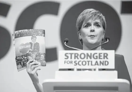  ?? Foto: Efe ?? Nicola Sturgeon, líder del SNP y presidenta del Gobierno escocés, en la presentaci­ón del manifiesto de su partido en Perth (Reino Unido).