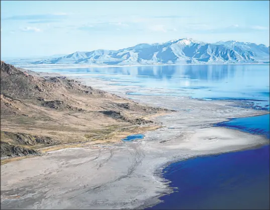  ?? The Associated Press ?? Water levels at the Great Salt Lake have hit a historic low, and water levels could continue to drop this year.