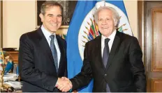  ?? ?? Gira. El miércoles el titular del INE se reunió con el secretario general de la Organizaci­ón de Estados Americanos, en Estados Unidos.