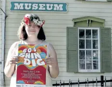  ?? LAURA BARTON/WELLAND TRIBUNE ?? Abbey Stansfield, education programmer with Port Colborne Historical and Marine Museum, wears a crown of flowers for Friday's 60s Shindig. The event is part of a series, but specifical­ly celebrates Port Colborne's 50th anniversar­y as a city.