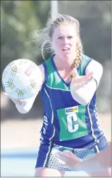  ??  ?? ON THE BOARD: Kaniva-leeor United centre Ellen Bennett leads her side to its first victory in Horsham District league.
Picture: RILEY KEEL