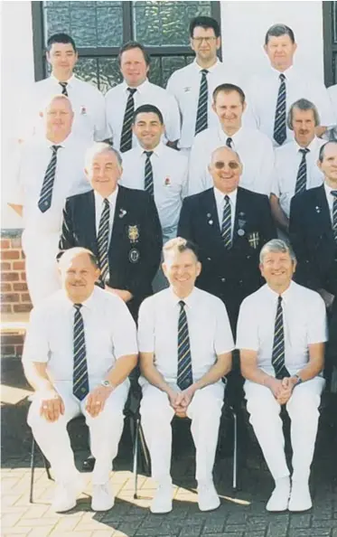  ??  ?? Durham's Middleton Cup winning team are pictured with county and club officials.