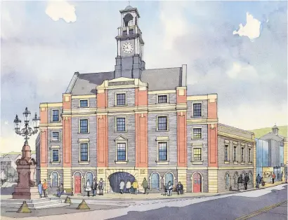 ??  ?? Artist’s impression­s demonstrat­ing the potential for redevelopi­ng Maesteg Town Hall have been released by Bridgend council