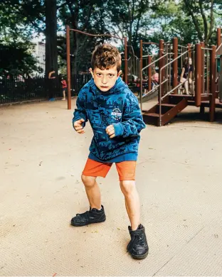  ??  ?? Zack Wilson squares off on the Greenpoint playground.