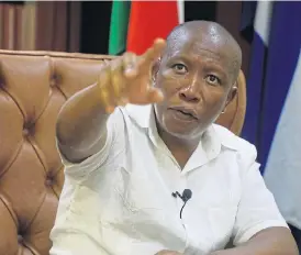  ?? Thulani Mbele/Sowetan ?? Arrogance: EFF leader Julius Malema says DA leader John Steenhuise­n would not give his party a mayoral or speaker position, and this was typical of ‘white arrogance’ ./