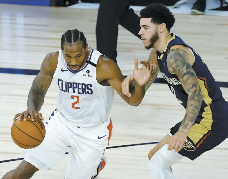  ?? PHOTO AFP ?? Kawhi Leonard a marqué 28 points dans la victoire de 126 à 103 des Clippers de Los Angeles sur les Pelicans de La Nouvelle-Orléans, hier.