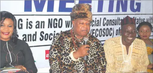  ??  ?? Chukwu Nwe Eze 1 of Nkpunano Kingdom, Igwe ( Dr.) Patrick Okolo, and other members of the high table during the opening ceremony of a Fiscal Governance Town Hall meeting held at Nsukka, Anambra State... recently