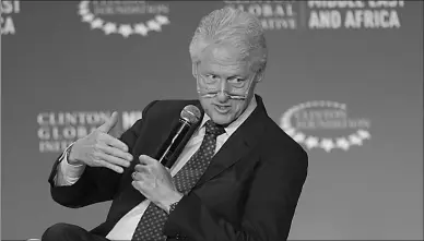  ?? Associated Press ?? Former President Bill Clinton speaks on May 6, 2015, during a plenary session at the Clinton Global Initiative Middle East & Africa meeting in Marrakech, Morocco.