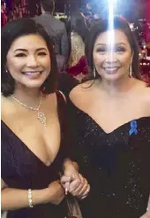  ??  ?? Regine Velasquez with Cory Vidanes (ABS-CBN COO for Broadcast) during the 2018 ABS-CBN Ball on Saturday night —Photo from Carlo Orosa’s Instagram