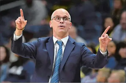  ?? JESSICA HILL/AP PHOTO ?? UConn men’s basketball head coach Dan Hurley gestures in the first half of a game against Iona on Dec. 4 in Storrs. Hurley’s team played Tuesday night against Indiana at Madison Square Garden, a place he has seen games all his life.