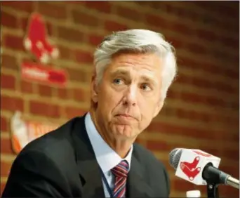  ?? WINSLOW TOWNSON — THE ASSOCIATED PRESS ?? Dave Dombrowski, Boston Red Sox president of baseball operations, listens to a question at a news conference before the game between the Red Sox and Blue Jays at Fenway Park in Boston on Tuesday.