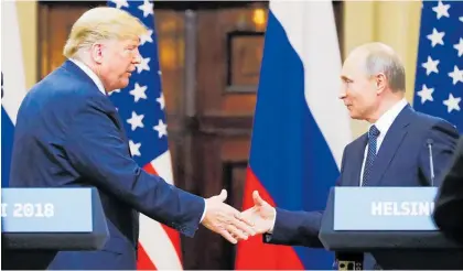  ?? Photo / AP file ?? There is no detailed record of what US President Donald Trump said to Russian President Vladimir Putin in Helsinki, Finland.