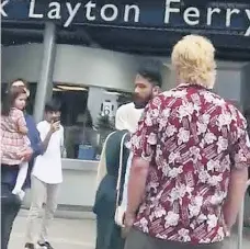  ?? FACEBOOK VIDEO ?? A frame of the confrontat­ion in Toronto from one of the videos that have been widely shared online shows a man shouting at a family. One video was filmed by Saskatoon resident Hasan Ahmed.