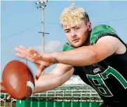  ?? BECKEL, THE OKLAHOMAN]
[PHOTO BY JIM ?? Jones tight end and defensive end Dalton May is ranked No. 28 on The Oklahoman’s Super 30. He has committed to Tulsa, where he will begin as a tight end.