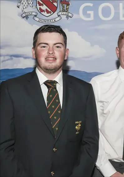  ??  ?? Dundalk Golf Club’s three internatio­nal players (l to r) Caolan Rafferty, Josh Mackin and Eoin Murphy at the