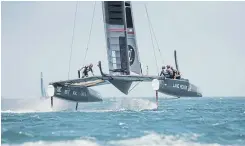  ?? Picture: AFP ?? TESTING THE WATER: Land Rover BAR skippered by Ben Ainslie slammed into Team New Zealand during practice racing in Hamilton, Bermuda, last week.