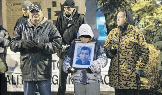  ?? TROY FLEECE / REGINA LEADER- POST ?? The Sask. Coalition Against Racism held a candleligh­t vigil in Regina on Friday in support of the family of Colten Boushie, who was killed on a rural property in August. To supporters, the case has become a symbol of entrenched racism in the province.