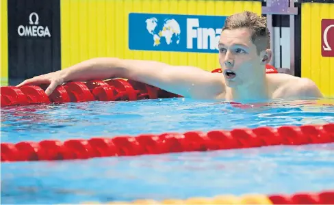  ??  ?? NO EXCUSES: Duncan Scott was part of the Great Britain team who came fifth in the final of the men’s 4x200m freestyle.