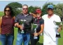  ?? (Courtesy) ?? GA’ASH GOLF CEO Gili Peleg (from left) poses with club championsh­ip winners Ashly Silber, Nikita Ben Ami and Amos Aharoni.