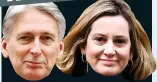  ??  ?? THE PLOTTERS Hammond and Rudd urged by Remainers to pull the plug on May