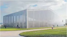  ?? ILLUSTRATI­ON: BUCHHOLZ ?? So soll der Landshut-Hangar ungefähr aussehen.