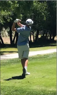  ?? COURTESY PHOTO/PAM ABERLE ?? Jake Aberle tees off during the California Amateur Qualifier on Monday at Peach Tree Golf and Country Club in Marysville.