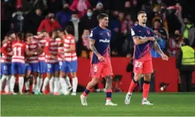  ?? Granada. Photograph: Miguel Angel Molina/EPA ?? Atlético Madrid have lost four La Liga games in a row after Jorge Molina’s winner for