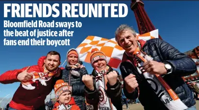  ??  ?? Back in the old routine: Blackpool fans of all ages get ready to pack out their stadium after a long absence