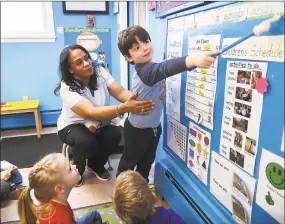  ?? Brian A. Pounds / Hearst Connecticu­t Media ?? Preschool lead teacher Jacqueline Valle teaches her class at Honey Bear Learning Center in Stratford in March. Valle submitted testimony to the state Legislatur­e, which is considerin­g a bill to raise pay rates for early childhood educators.