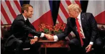  ?? - Reuters ?? MEETING: US President Donald Trump meets French President Emmanuel Macron in New York, US, September 18, 2017.