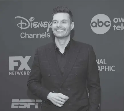  ?? AP Photo ?? Ryan Seacrest attends the Walt Disney Television 2019 upfront in New York. Most folks have slowed down in the past nine months but Seacrest says he's been juggling more than normal during the pandemic. This week, he will return to New York's Times Square to host “Dick Clark New Year’s Rockin’ Eve.” The broadcast will be closed to the public except for a small group of front line workers.