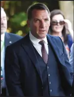  ??  ?? Brendan Rodgers arrives at the Hydro, above, as Sir Alex Ferguson talks to the media, while right, Bertie, Jim Craig and Charlie Simpson are all smiles