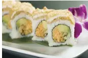  ?? Photo courtesy PWF ?? Enjoy a variety of sustainabl­e seafood offerings, such as the above Kampachi Farms avocado roll on Pacific Whale Foundation’s newest luxury dining cruise.