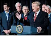  ?? SAUL LOEB/GETTY-AFP ?? President Donald Trump speaks at a Camp David retreat with administra­tion and GOP congressio­nal leaders.