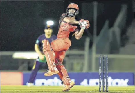  ?? BCCI ?? Sunrisers Hyderabad’s Rahul Tripathi scored 71 off just 37 balls against KKR at Brabourne stadium in Mumbai on Friday.