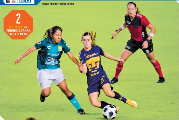  ?? ?? Las futbolista­s de la liga mexicana juegan profesiona­lmente; sin embargo, su sueldo no les alcanza para vivir, por lo que a la par del futbol, varias trabajan en otras áreas.