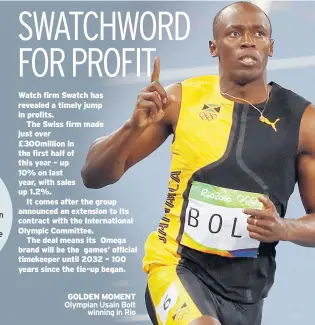  ??  ?? GOLDEN MOMENT Olympian Usain Bolt winning in Rio