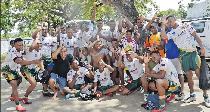  ?? Picture: SHIRAZ KASIM ?? The Coastline Roos rugby league team after defeating Ravoravo Rabbitohs in the Vodafone Cup quarter-final at the Churchill Park in Lautoka.